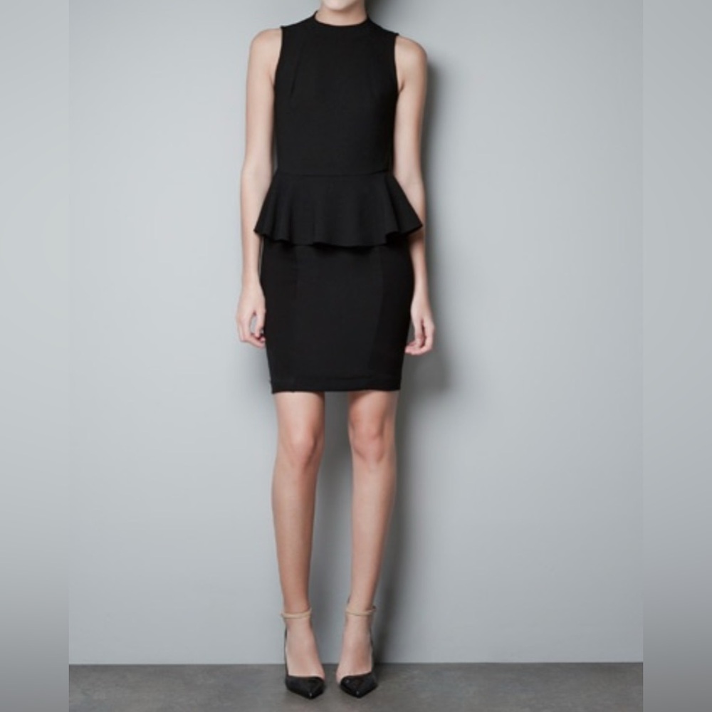 Zara Black Sleeveless Peplum Mini Dress